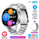 Smartwatch: Heart Rate, Blood Oxygen, Bluetooth Calls & AMOLED Display-(Silver Silica Gel Plant Steel Color)