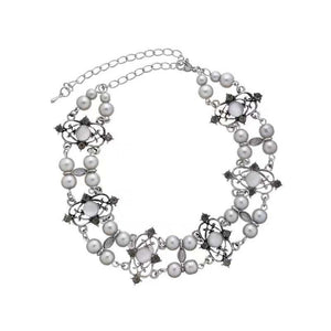 Necklace for Women with Crystal Pearl - Cats Eye Fashion Jewelry (Grey Opal Colors)