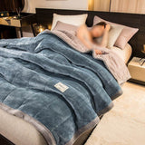 Blanket for Winter: Thickened, Weighted & Coral Fleece Milk Fiber Made - Color(Peacock Blue Lambs wool Gray) - Buy Now!