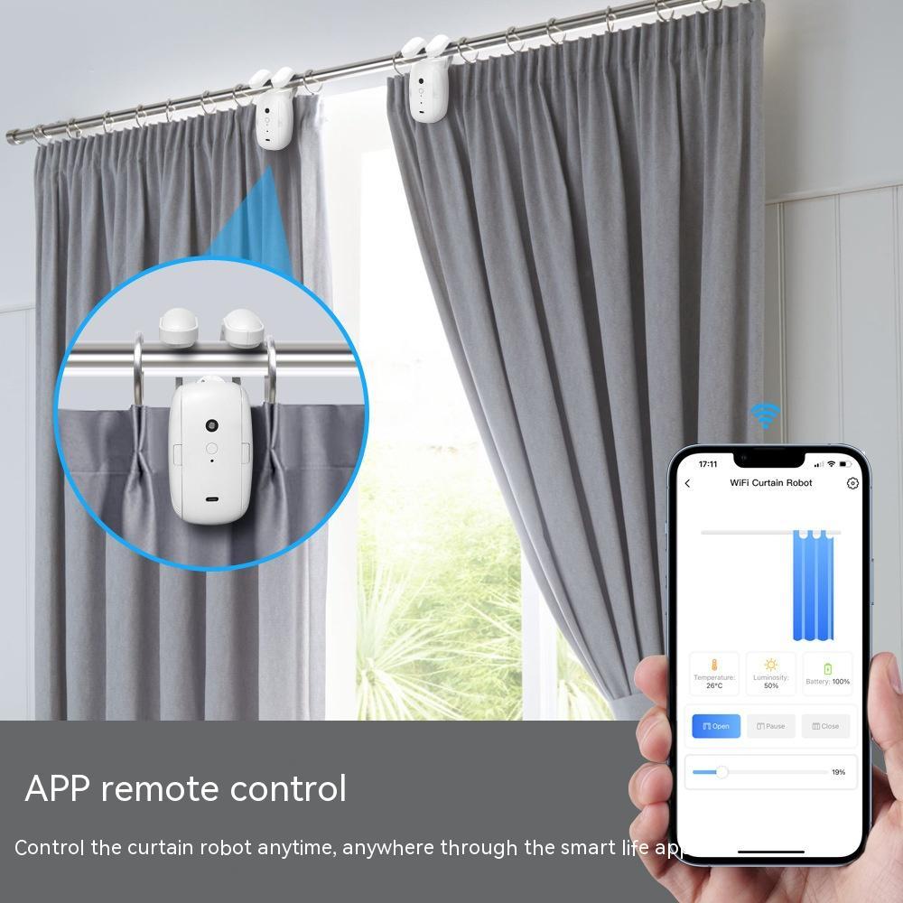 Automatic Curtain Closer - Smart Wi-Fi Curtain Robot for Roman Rods - App Remote Control.