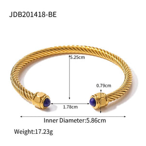 Bracelet for Women | Thea Gold | Elegant Fashion Women's Jewelry (Blue Stone Dimensions & Weight)