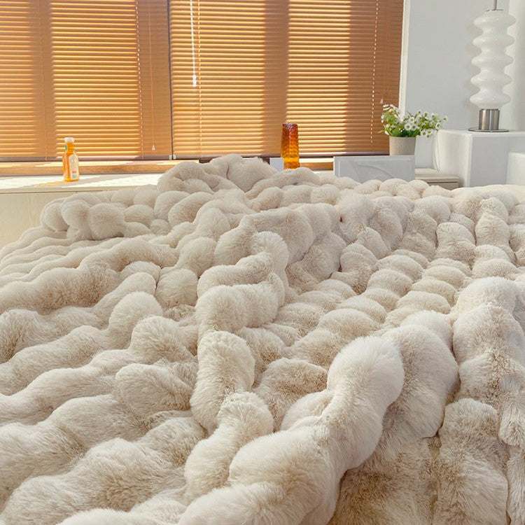 Blanket for Winter: Tuscany Fur, Soft, Warm & Luxurious with Sizes - White Apricot Color