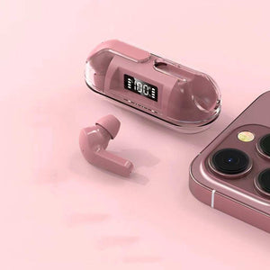 Headset: Bluetooth 5.3 - In-Ear - Fast Charging & Transparent Design + 5-Hour Battery Life- Pink Color