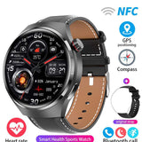 Smartwatch: Heart Rate, Blood Oxygen, Bluetooth Calls & AMOLED Display-(Black Leather Belt Color)