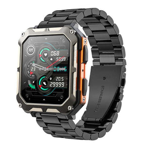 Smartwatch for Sports: BT Call, Waterproof, Touch Screen & 380mAh battery - (Main Preview Orange Black Color Three Plants)