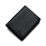 RFID Wallet for Men: Genuine Leather Cowhide + License Holder - Plain Vertical Black Color