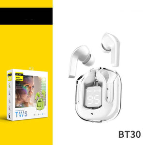 Headset: Mini Wireless Bluetooth - 20 Hours Usage, Power Display & Noise Reduction-Color(White Boutique box packaging)