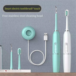 Electric Toothbrush + Calculus Removal Scaler & Touch Control- White & Blue Colors