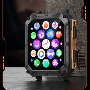 Smartwatch for Sports: BT Call, Waterproof, Touch Screen & 380mAh battery - (Screen Preview Orange Black Color Three Plants)