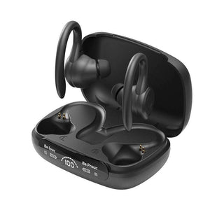 Headset Ear-mounted for Sports: Wind & Noise Reduction & Battery Display - Black Color