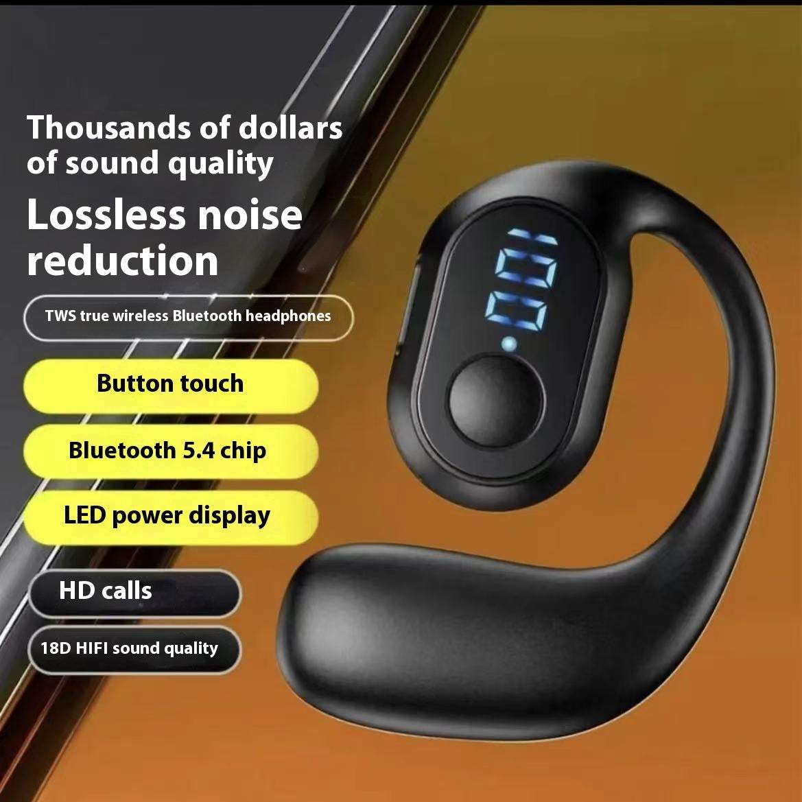 Headset: Wireless Ear-Mounted - 8 Hours Usage & Battery Life Display- Main Preview