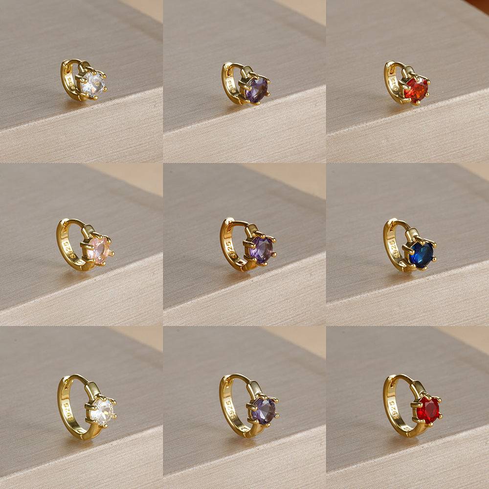 Earrings for Women | Ring-Shaped Gold Earrings | with Colored Diamonds (Preview)