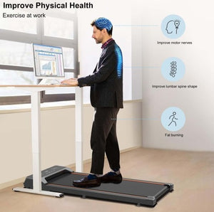 Walking Pad Under Desk: 265 Lbs. Capacity | 0.6-5 MPH | Portable | 12 Pre-Set Programs - Exercise During Work.