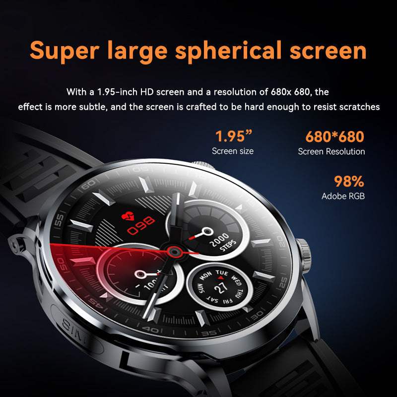 Smartwatch Phone with Camera, SIM Card In, GPS Route & Health Tracking-(HD Spherical Large Round Screen)