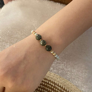 Bracelet For Women | Vintage Natural Stone Beaded & Gold Designed (3 Stones Preview)